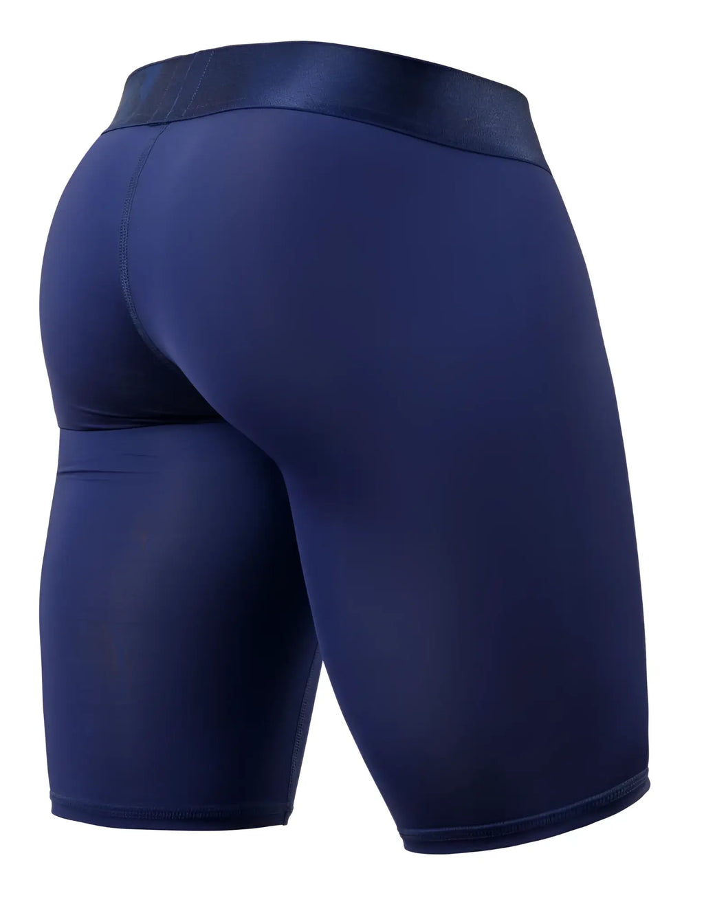 Navy blue ErgoWear EW1781 MAX BOLD compression shorts with matching elastic waistband for athletic performance