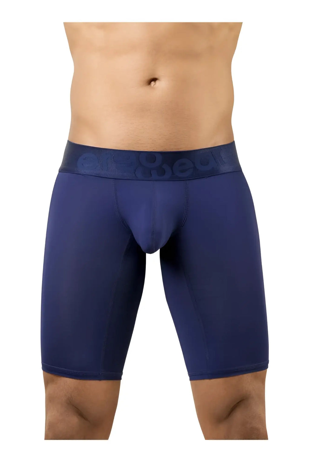 Navy blue ergo wear ew1781 max bold athletic men’s boxer briefs with matching cage embossed waistband