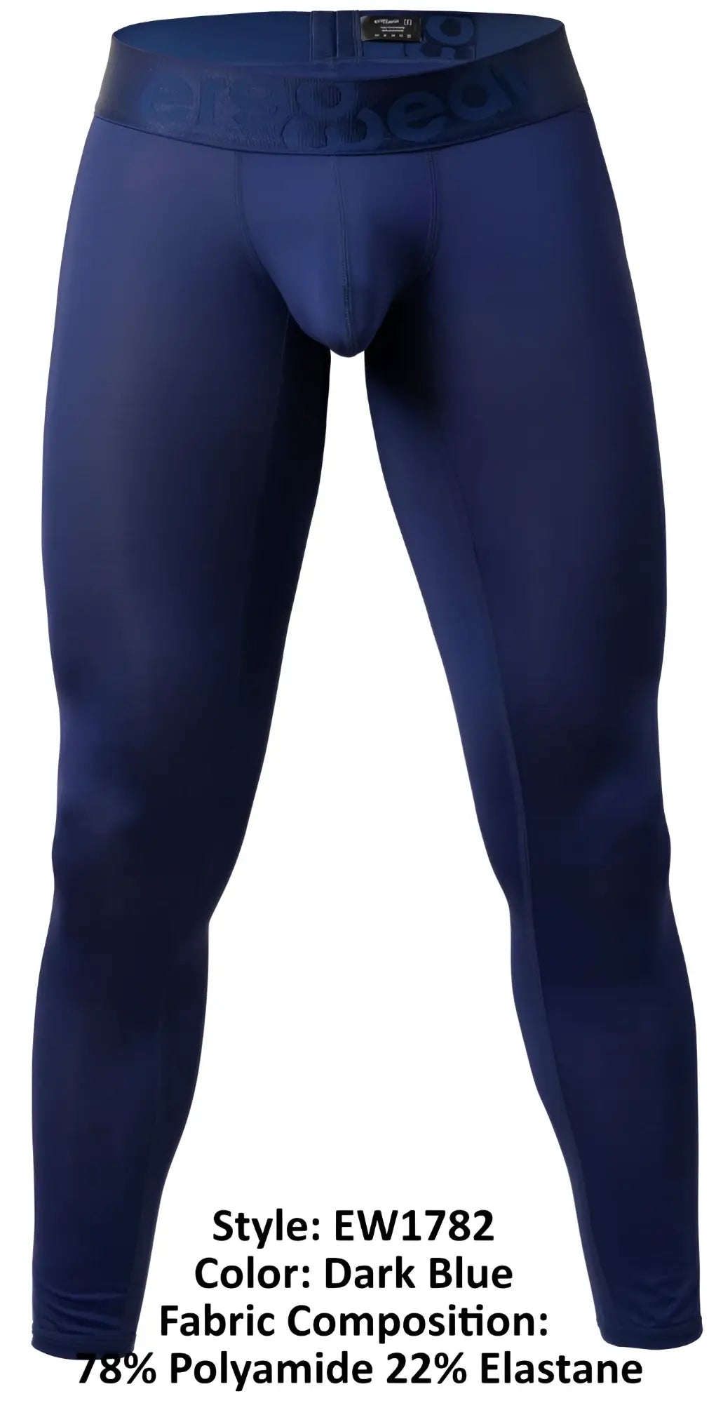 Dark blue ergoWear ew1782 max bold men’s compression tights with branded elastic waistband made of polyamide elastane