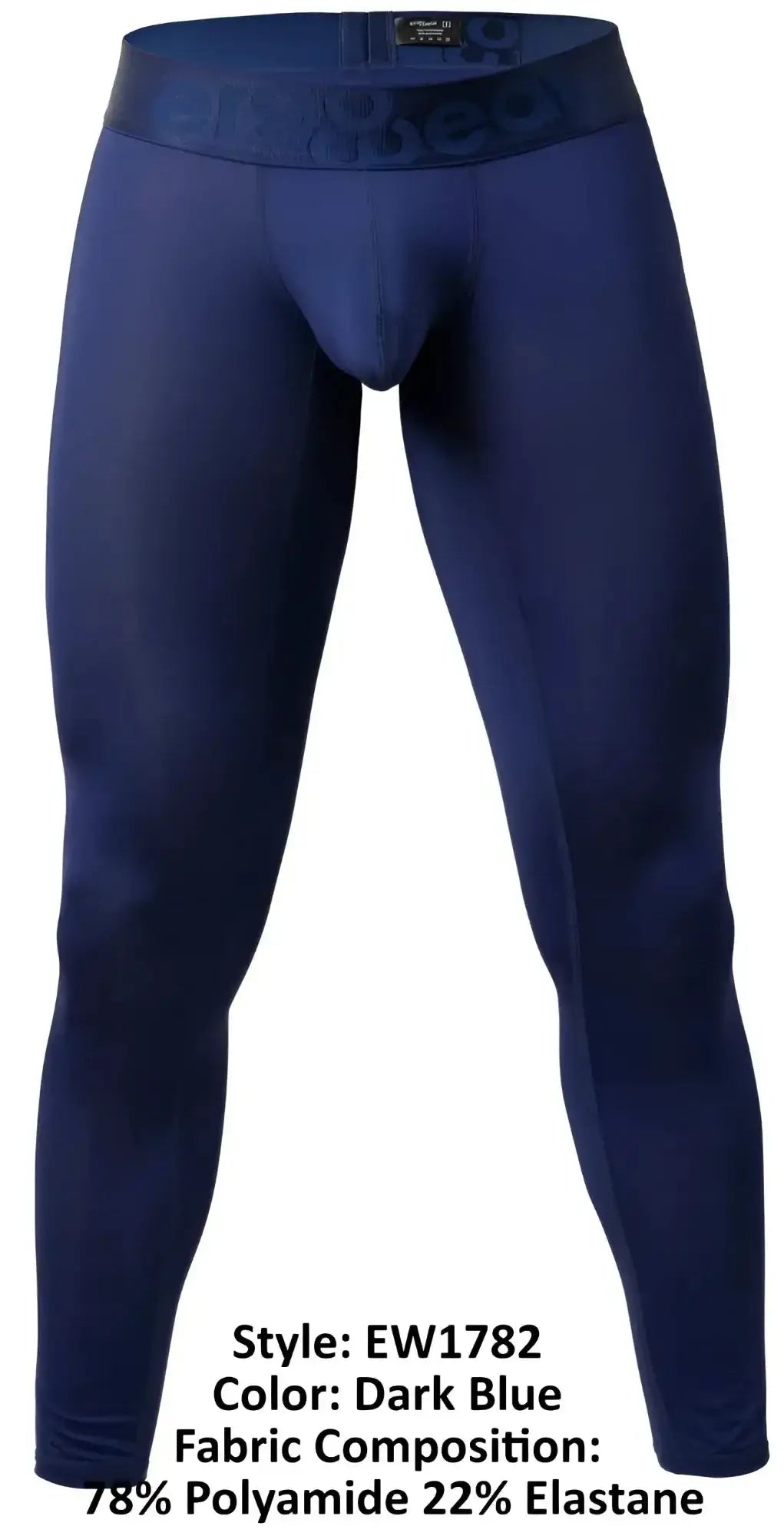 Dark blue ergoWear ew1782 max bold men’s compression tights with branded elastic waistband made of polyamide elastane