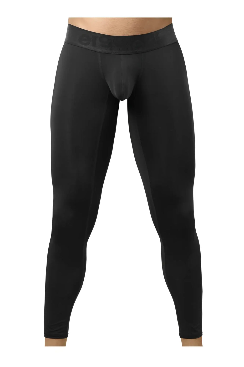 Black ergo wear ew1784 max bold compression leggings with subtle waistband logo for athletic performance