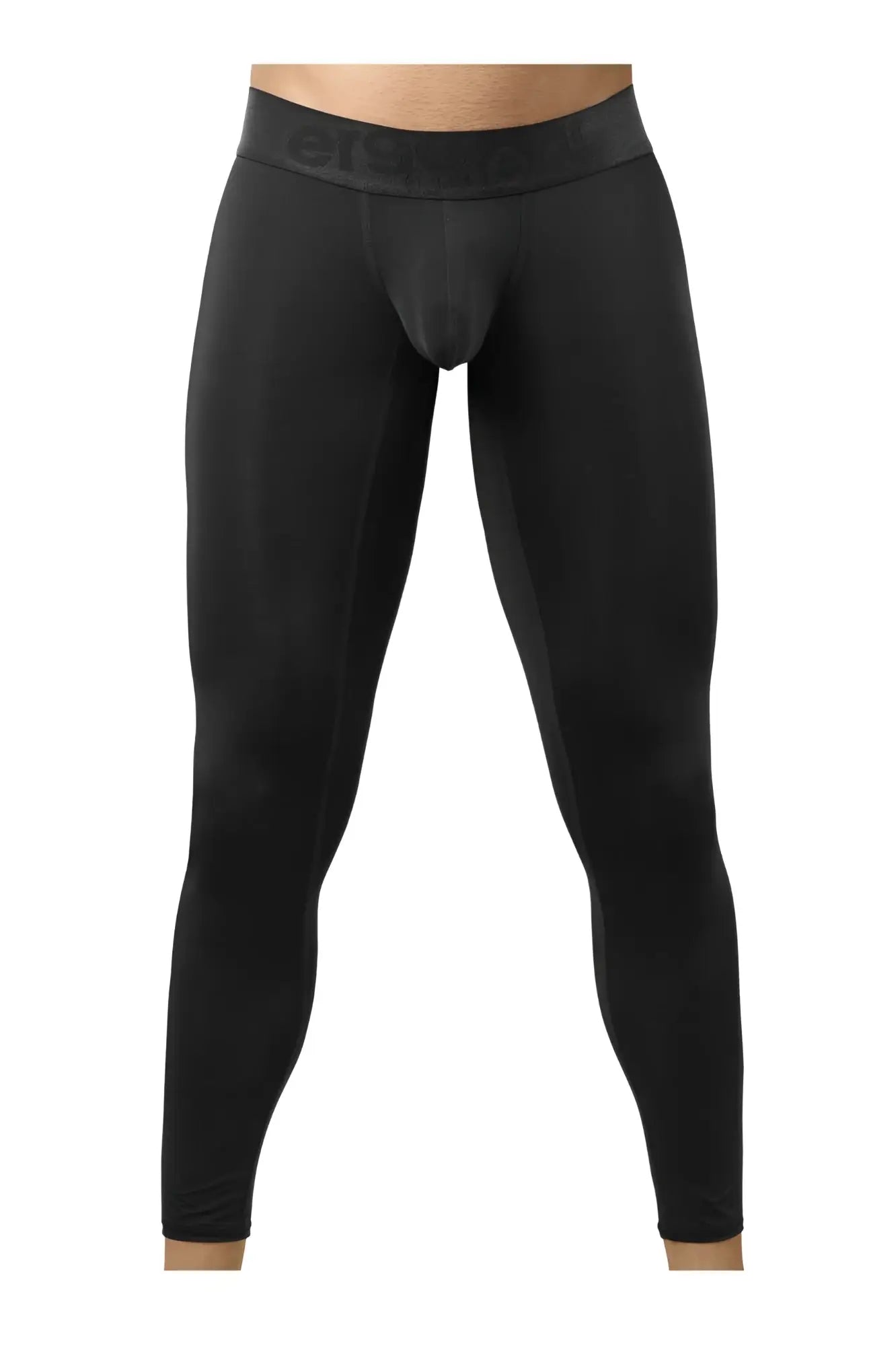 Black ergo wear ew1784 max bold compression leggings with subtle waistband logo for athletic performance