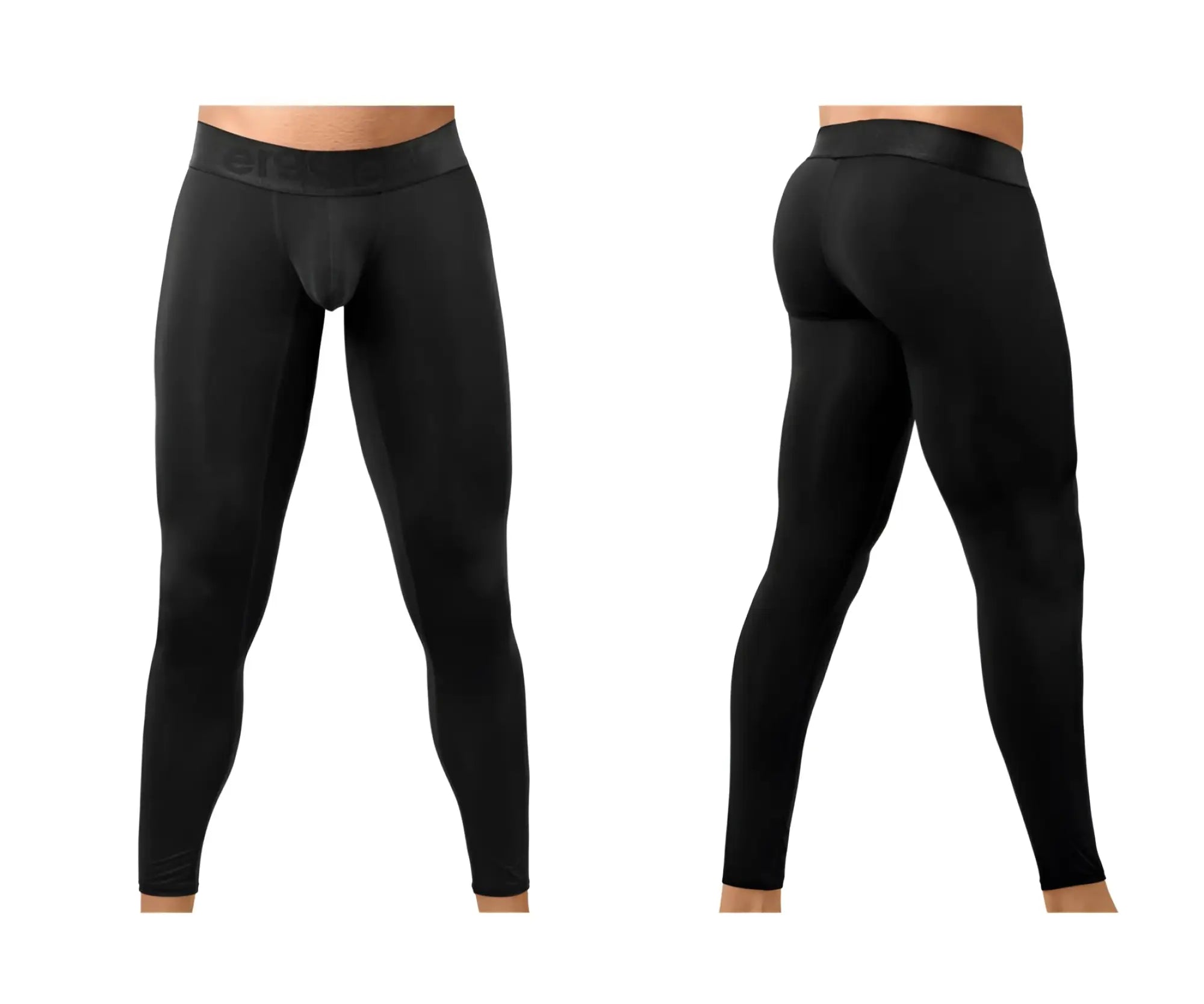 ErgoWear ew1784 max bold black athletic compression tights with smooth stretchy fabric and subtle waistband logo
