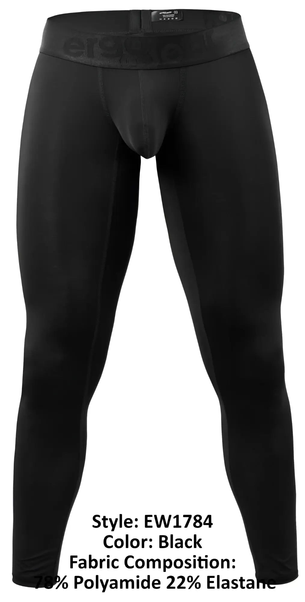 Black ergo wear ew1784 max bold compression tights with snug fit and elastic waistband for athletic use