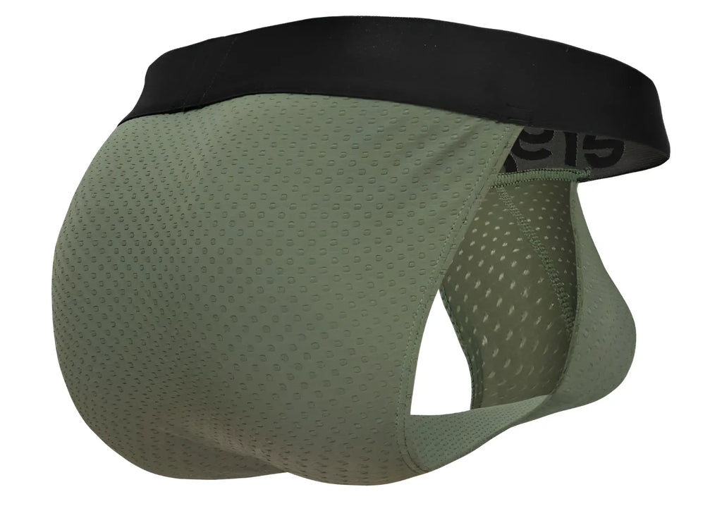 ErgoWear ew1786 max flow bikini in olive green mesh briefs with a black elastic waistband for breathable comfort