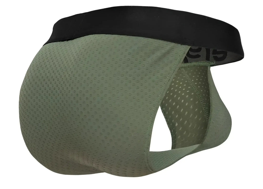 ErgoWear ew1786 max flow bikini in olive green mesh briefs with a black elastic waistband for breathable comfort