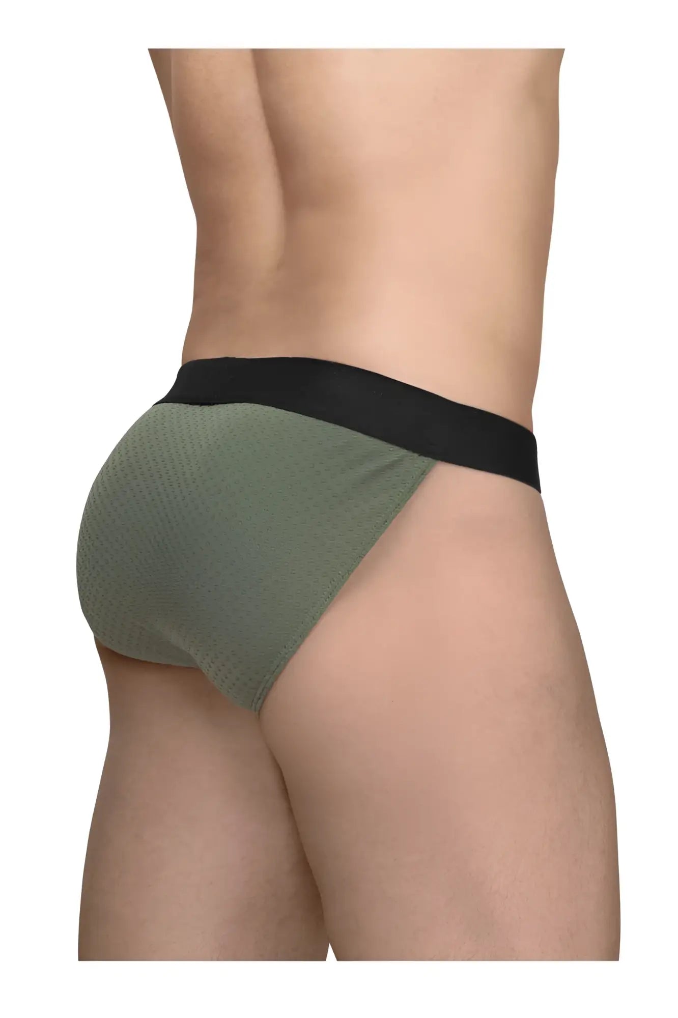 Olive green textured briefs with black elastic waistband by ergowear ew1786 max flow bikini for comfortable fit