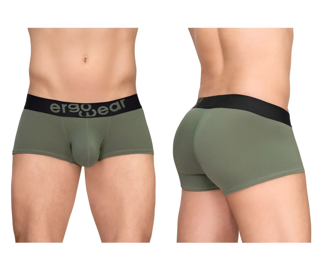 Olive green ergo wear ew1787 max flow ergonomic briefs with black waistband and logo for comfortable support