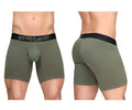 ErgoWear EW1788 MAX FLOW olive green ergonomic boxer briefs with black waistband featuring er90wear logo