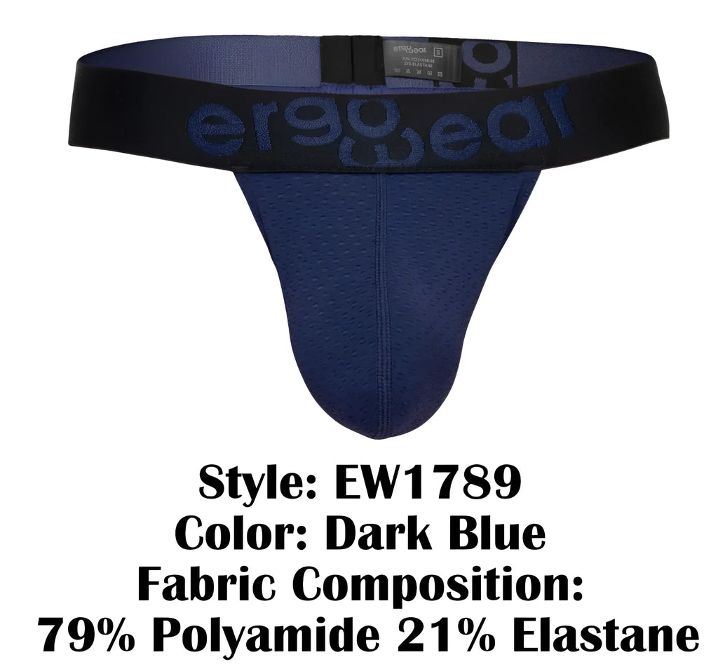 Dark blue ergonomic briefs with black waistband and ergo wear logo matching dark blue for comfortable support
