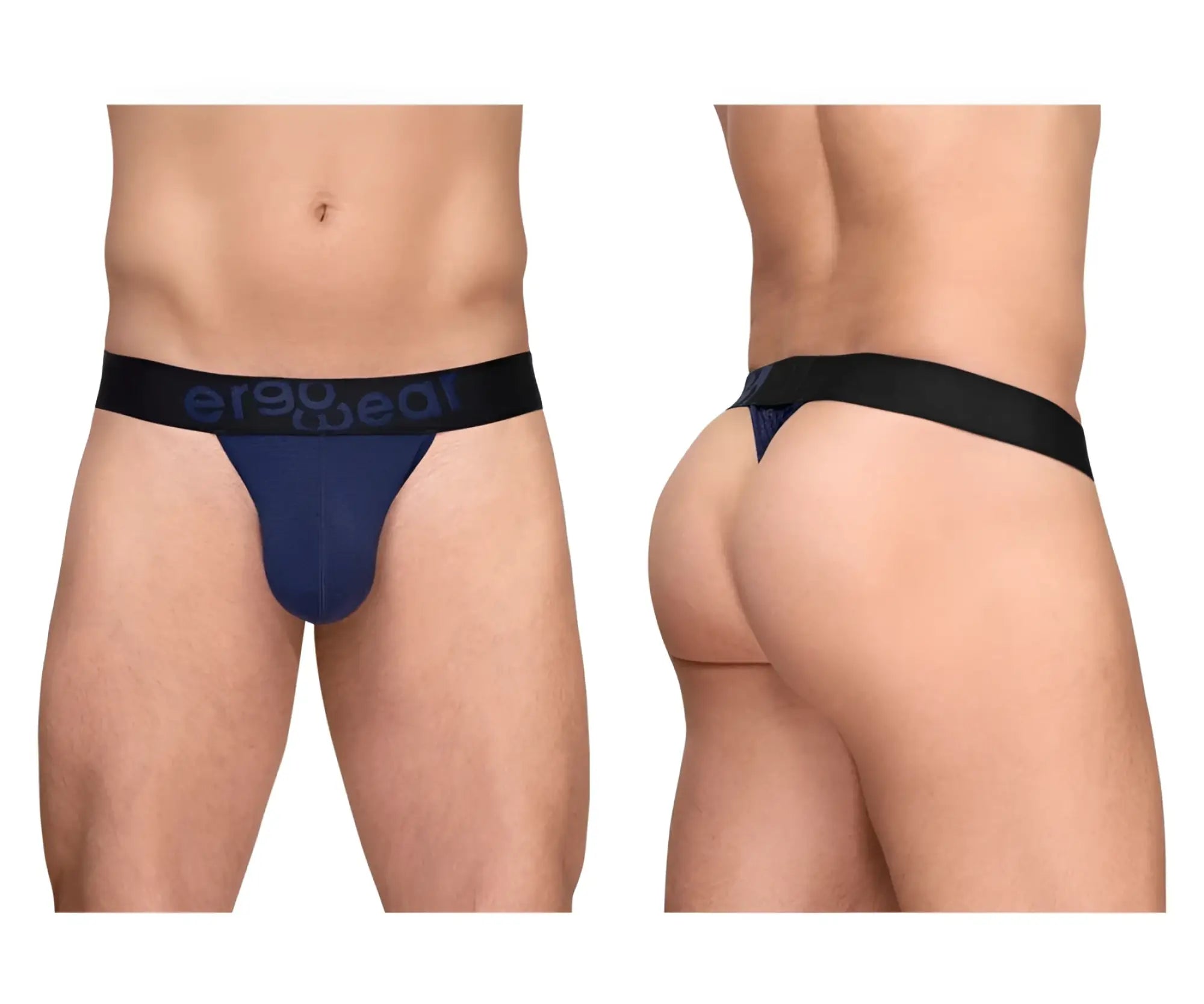 Navy blue ergonomic briefs with black waistband and ergo deal branding from ergowear ew1789 max flow g-string collection
