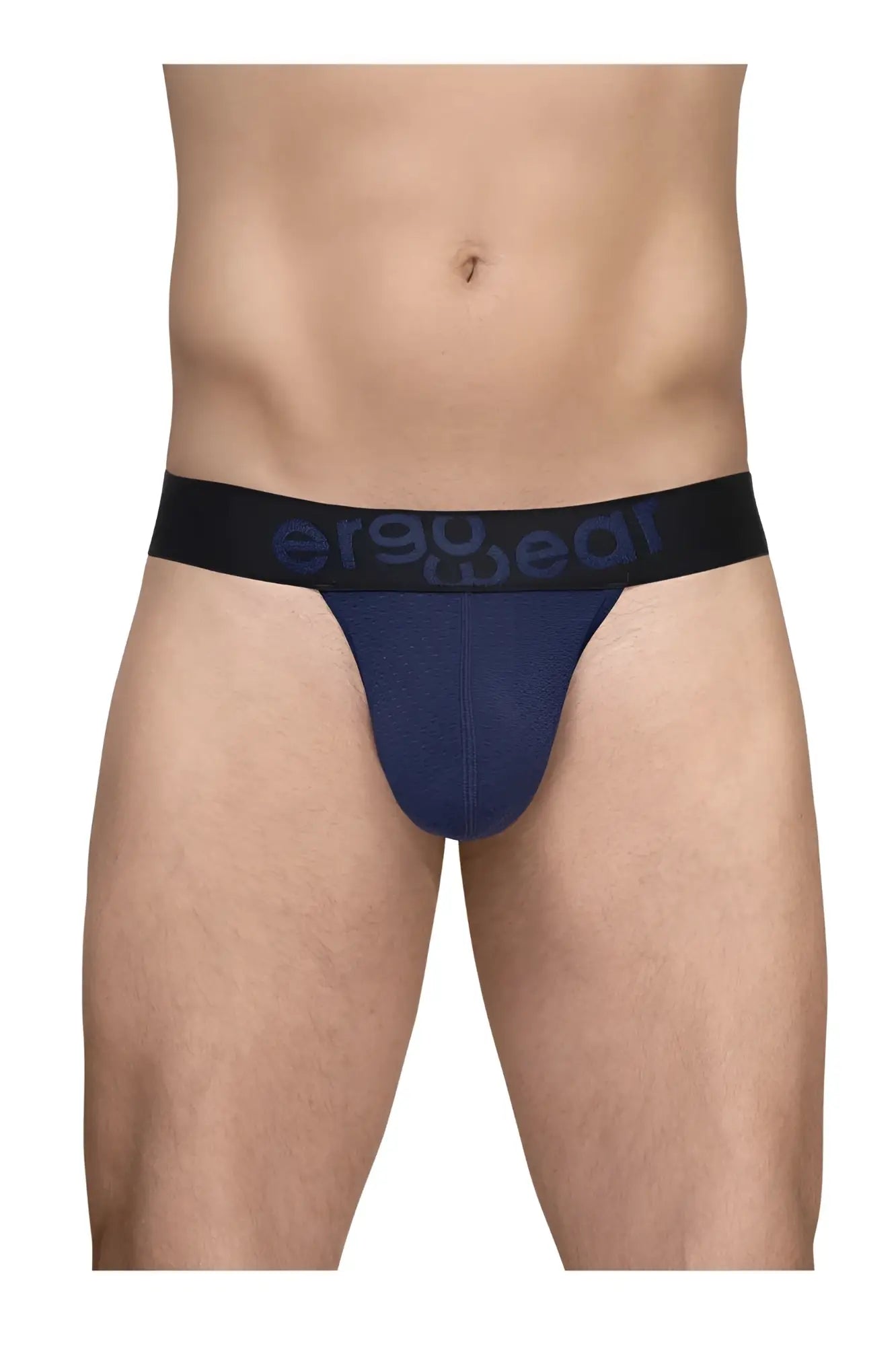 Navy blue ergonomic briefs with a black waistband featuring ergo branding in dark gray from ErgoWear EW1790 MAX FLOW bikini line