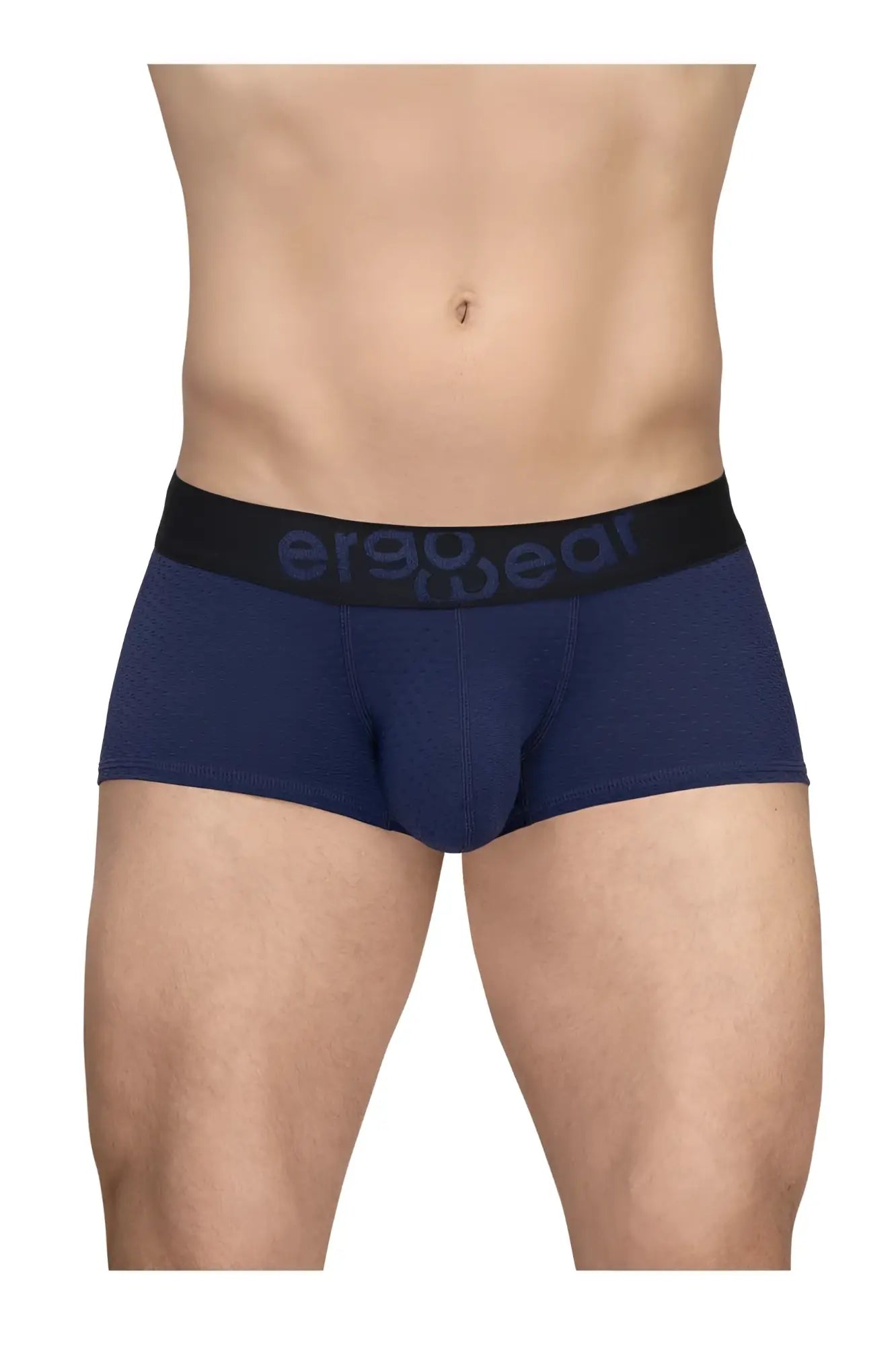 Navy blue ergonomic briefs with black waistband featuring ergo wear branding from ErgoWear EW1791 MAX FLOW trunks