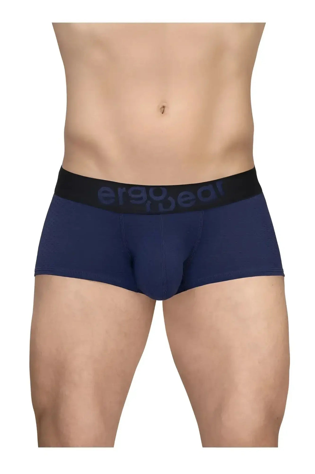 Navy blue ergonomic briefs with black waistband featuring ergo wear branding from ErgoWear EW1791 MAX FLOW trunks