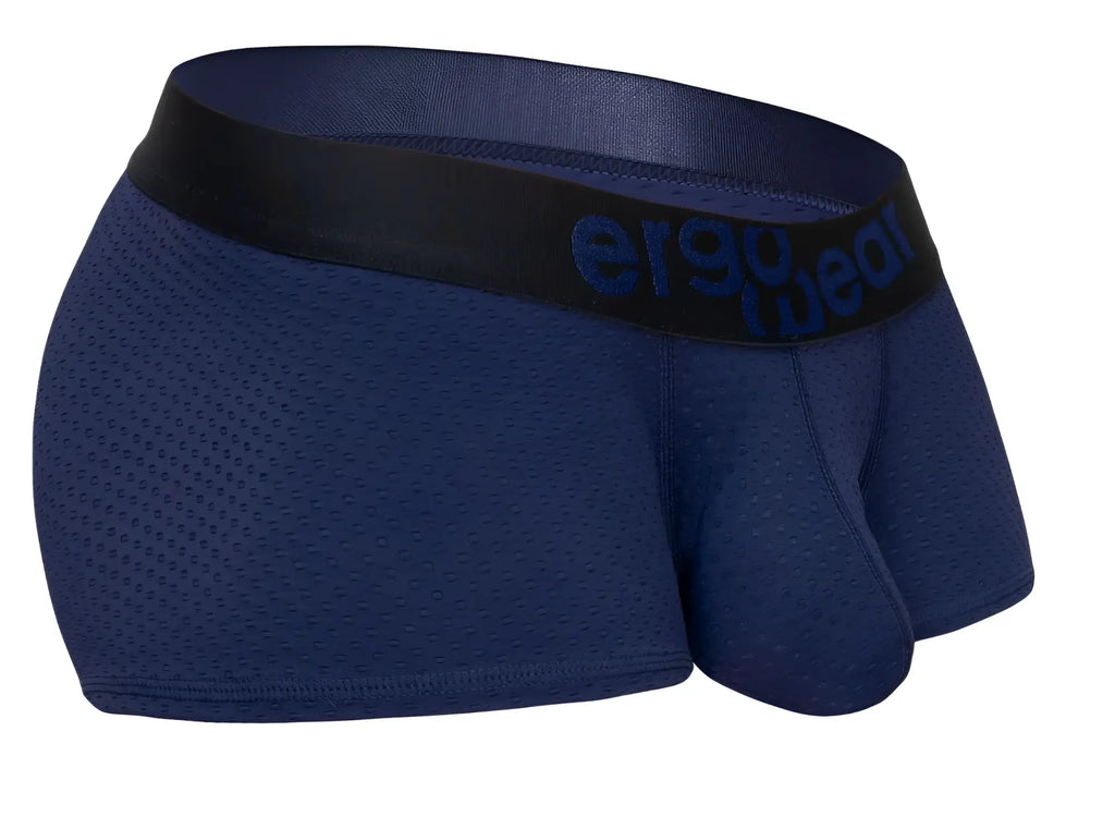 Ergo wear ew1791 max flow trunks in navy blue mesh with a black elastic waistband and dark blue logo detailing