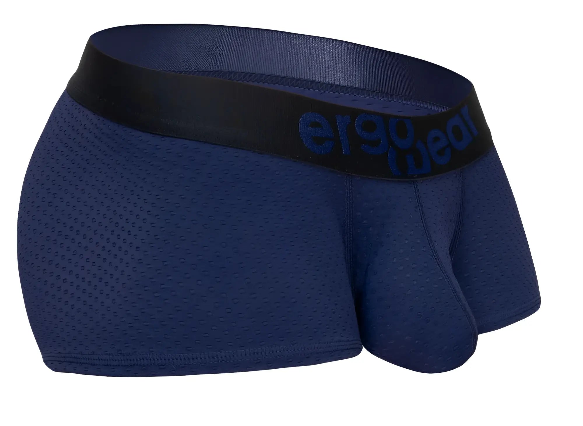 Ergo wear ew1791 max flow trunks in navy blue mesh with a black elastic waistband and dark blue logo detailing