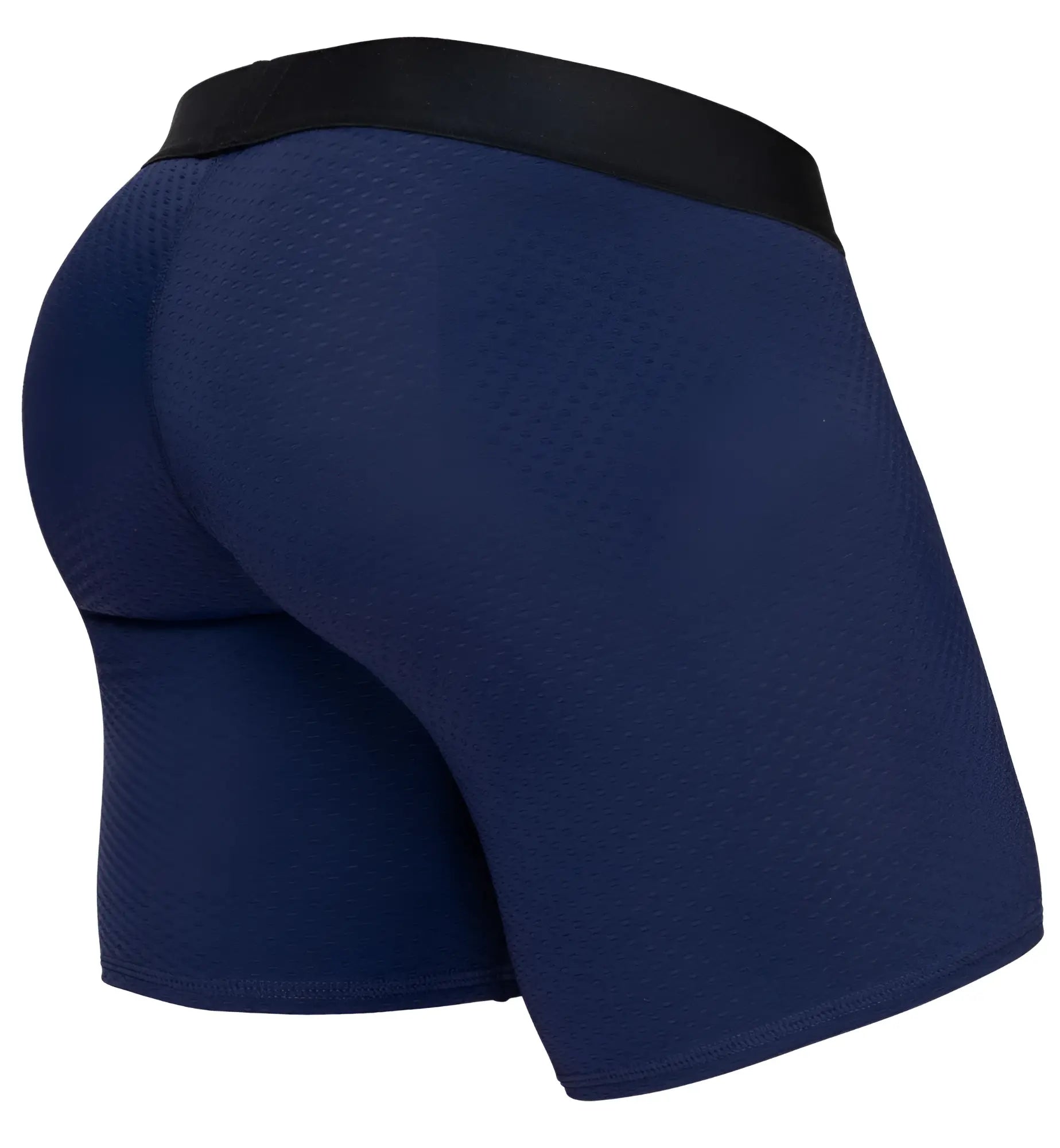 Navy blue mesh ergo wear ew1792 max flow boxer briefs with black elastic waistband for athletic comfort