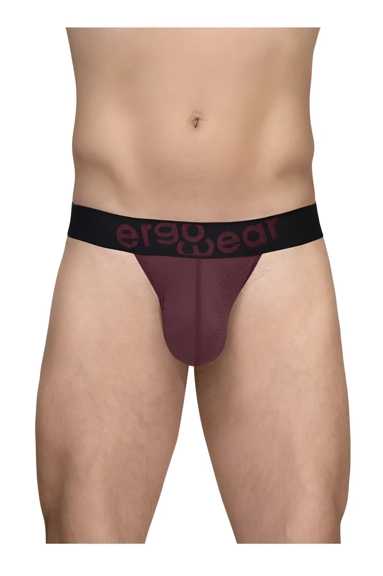 Ergowear ew1793 max flow g-string burgundy ergonomic briefs with black waistband and maroon logo lettering