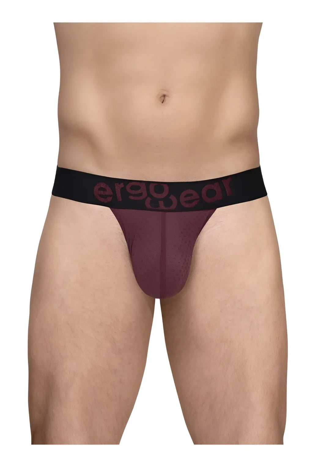 Ergowear ew1794 max flow bikini briefs in burgundy with ergonomic fit and black waistband featuring ergo wear logo