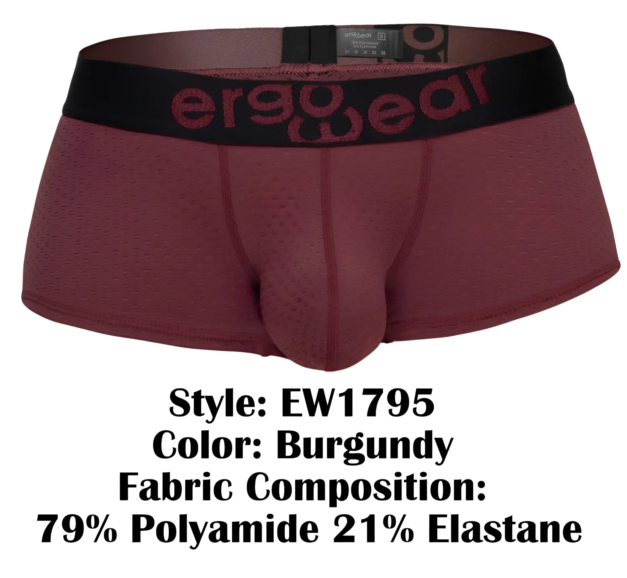 Ergowear ew1795 max flow Burgundy ergonomic briefs with black logo waistband made of 79 polyamide 21 elastane