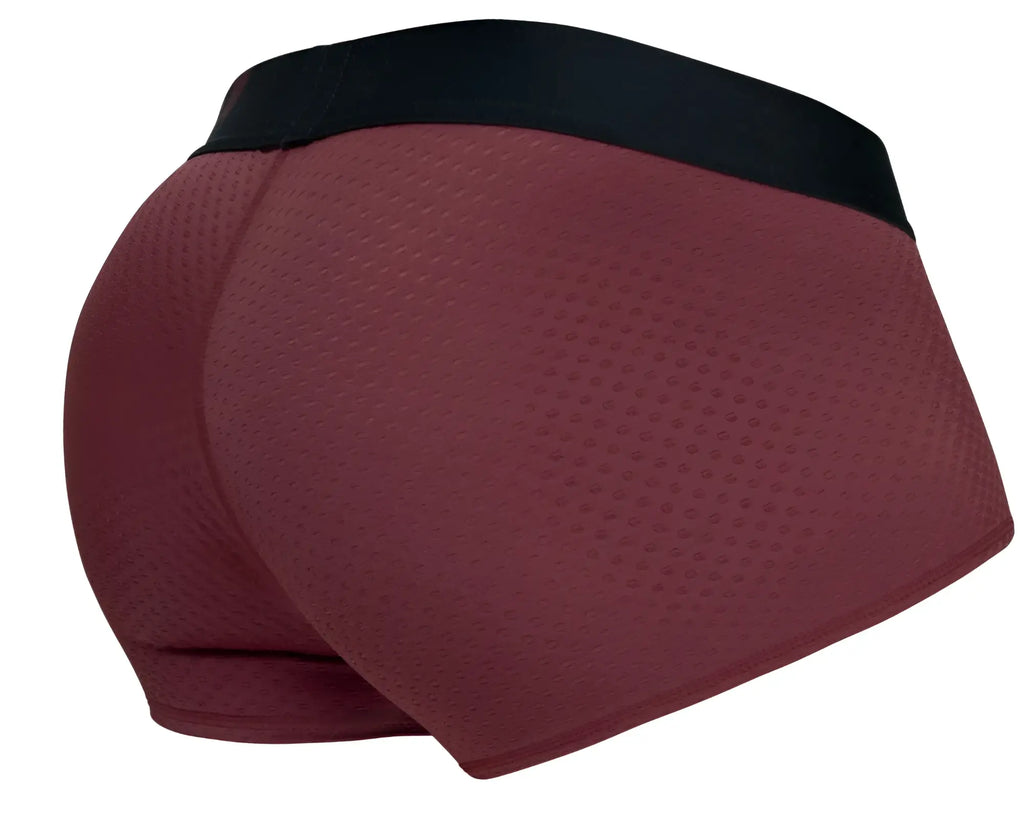 Ergowear ew1795 max flow trunks in burgundy maroon athletic briefs with black waistband and breathable mesh fabric