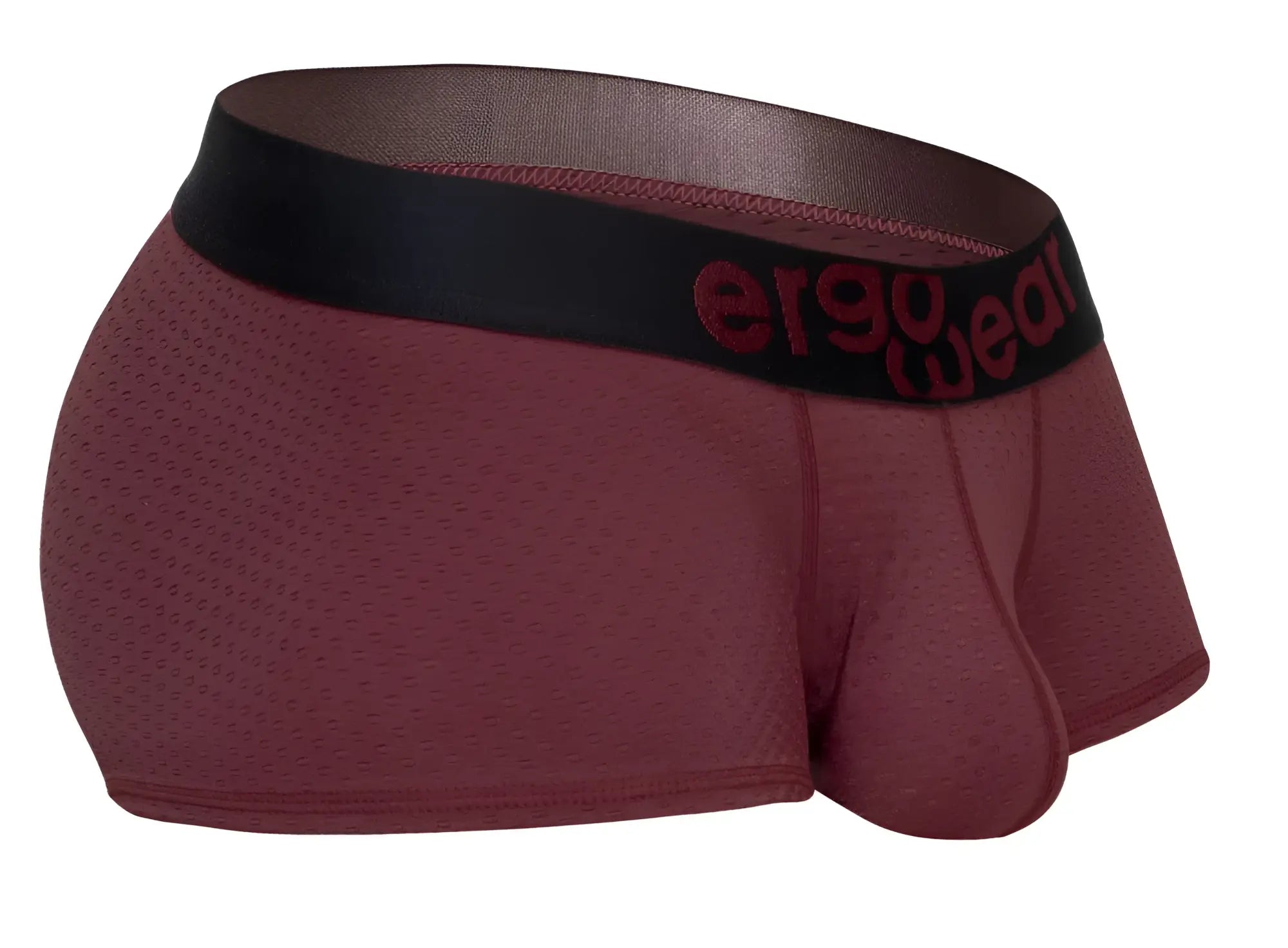 Ergowear ew1795 max flow burgundy ergonomic briefs with black waistband and matching maroon logo lettering