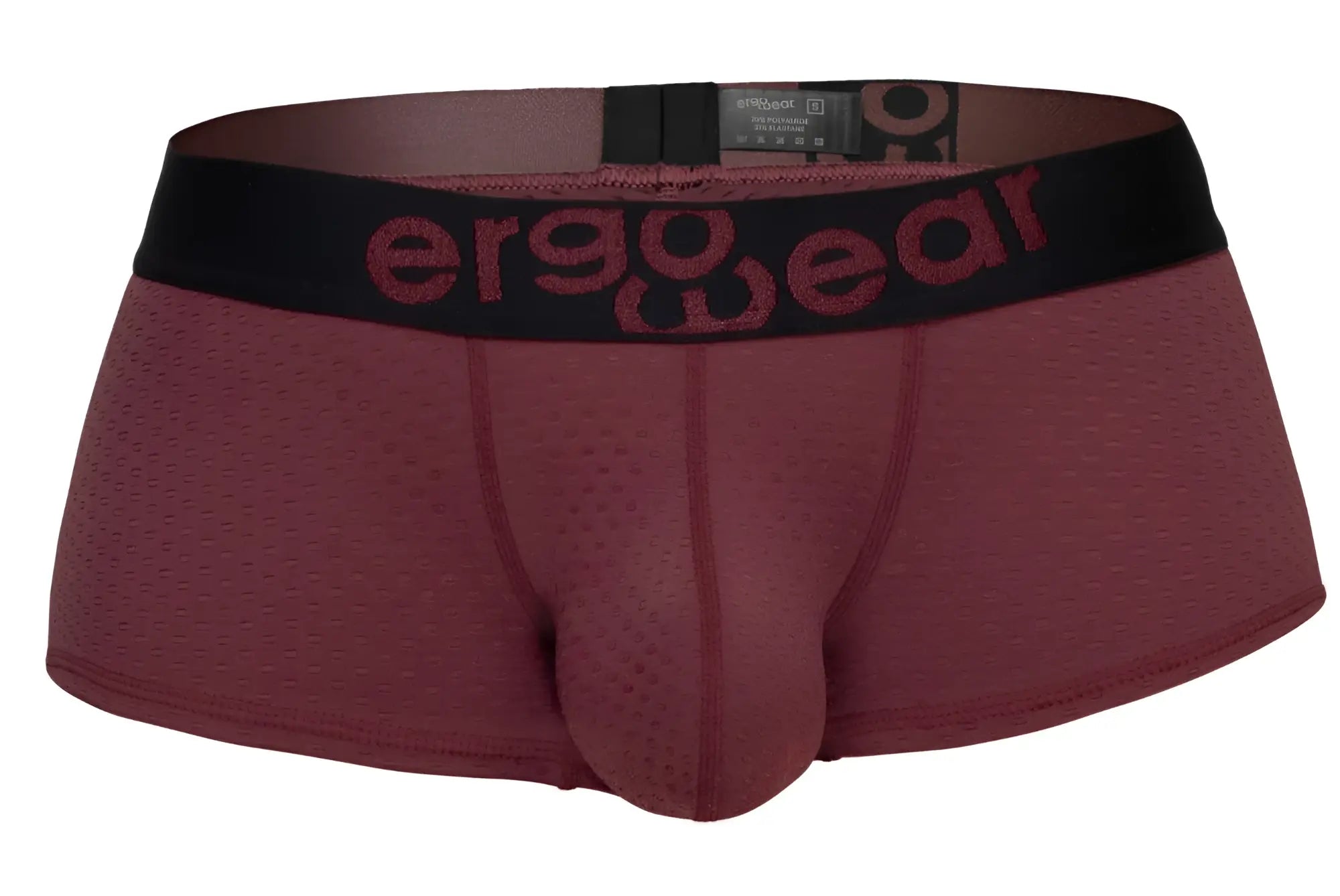 Ergowear ew1795 max flow trunks burgundy maroon ergonomic briefs with black waistband and matching logo lettering