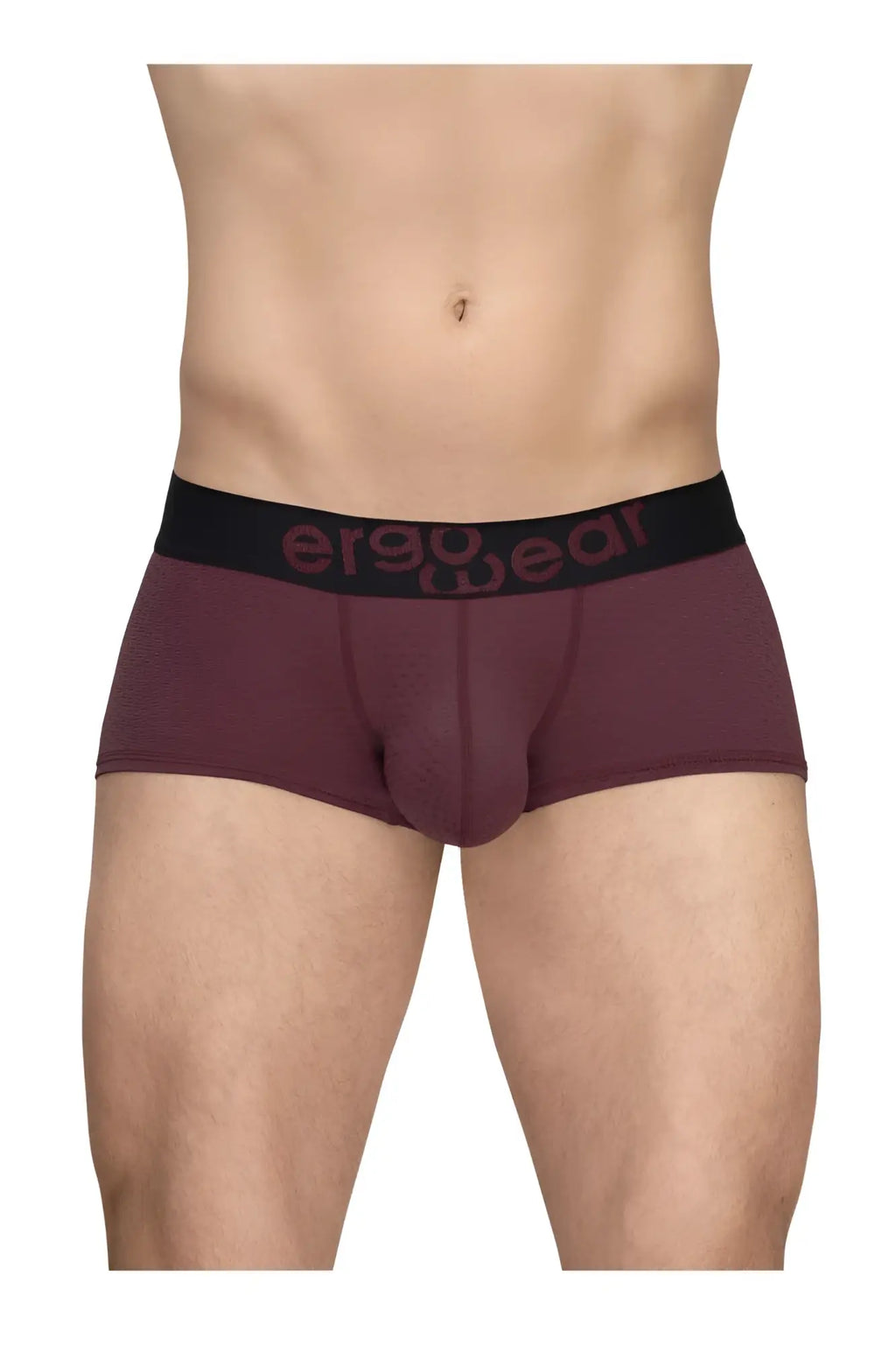 Maroon ergowear ew1795 max flow ergonomic briefs with black waistband and dark red logo lettering in burgundy color