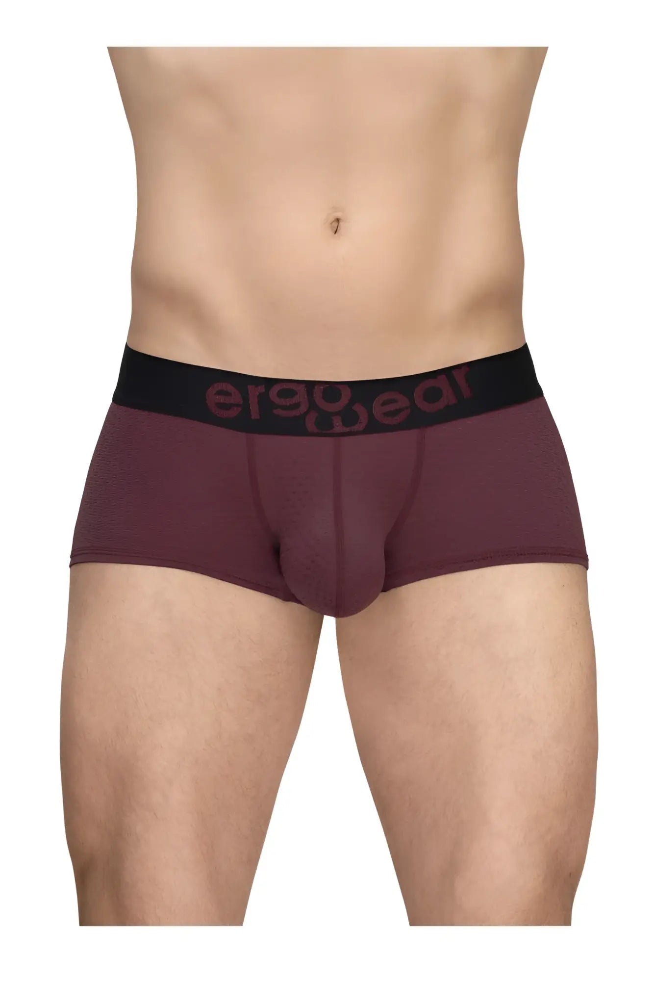 Maroon ergowear ew1795 max flow ergonomic briefs with black waistband and dark red logo lettering in burgundy color