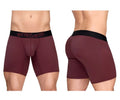 Maroon ergonomic boxer briefs with a black ergo wear waistband designed for maximum comfort and airflow