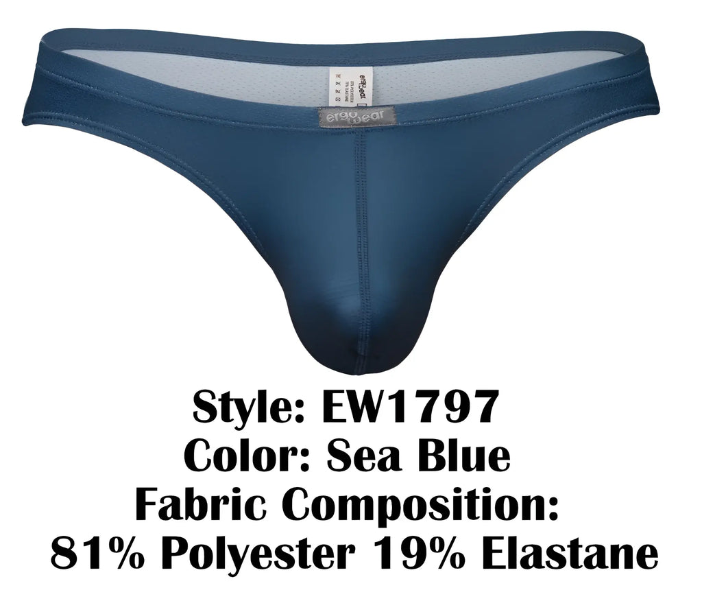 Sea blue ergo wear ew1797 x4d se men’s thong in sleek form-fitting design made of 81 polyester 19 elastane