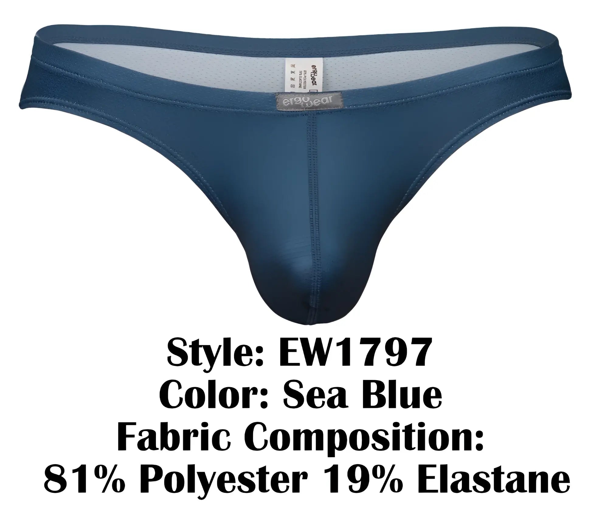 Sea blue ergo wear ew1797 x4d se men’s thong in sleek form-fitting design made of 81 polyester 19 elastane