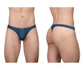 Navy blue ErgoWear EW1797 X4D SE thong with narrow waistband mesh material and minimal coverage front view