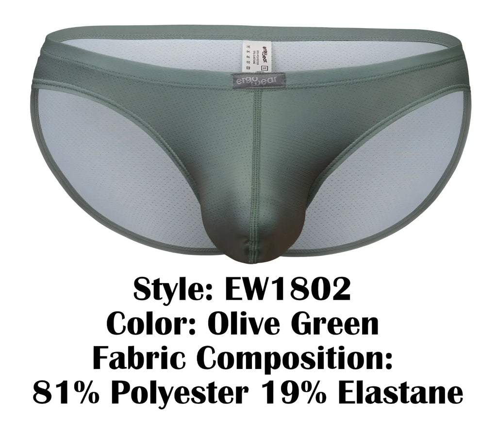 Olive green ergowear ew1802 x4d se bikini briefs with mesh panel made of 81 polyester and 19 elastane