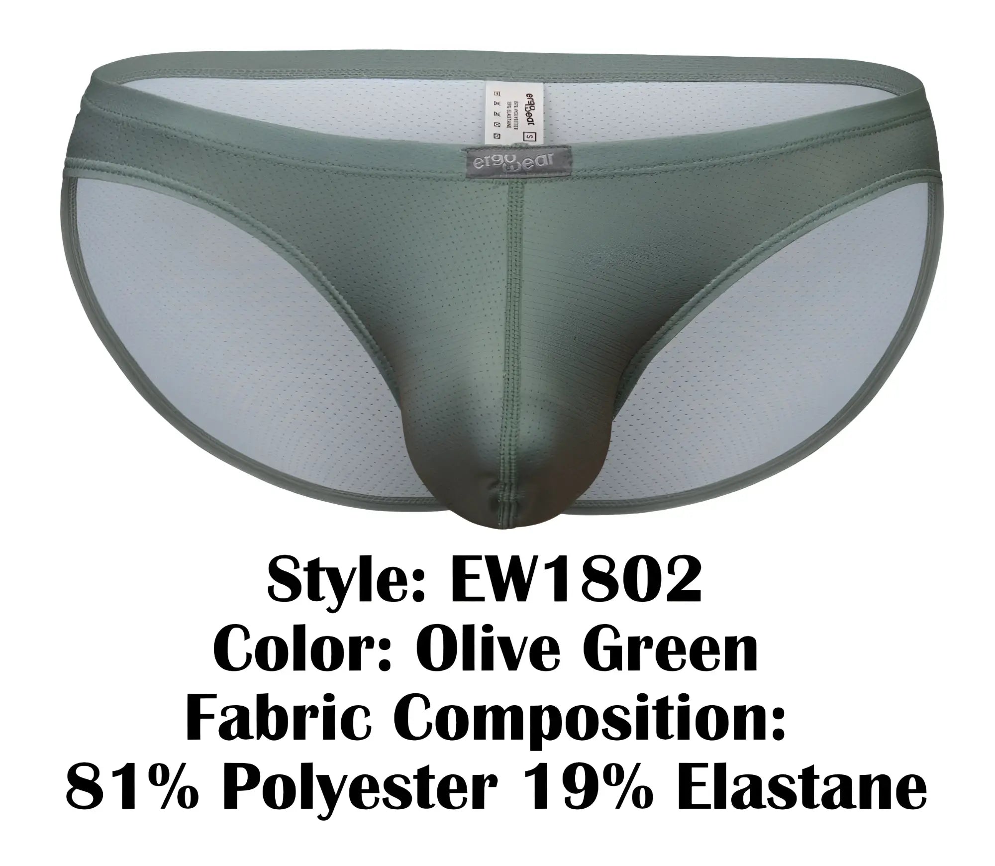 Olive green ergowear ew1802 x4d se bikini briefs with mesh panel made of 81 polyester and 19 elastane