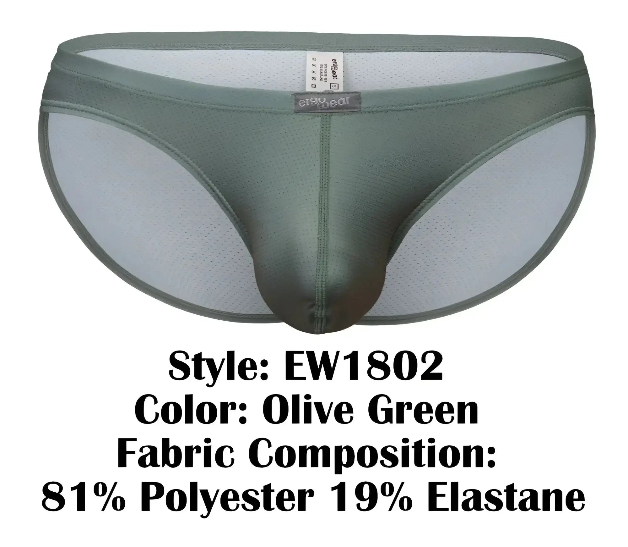 Olive green ergowear ew1802 x4d se bikini briefs with mesh panel made of 81 polyester and 19 elastane