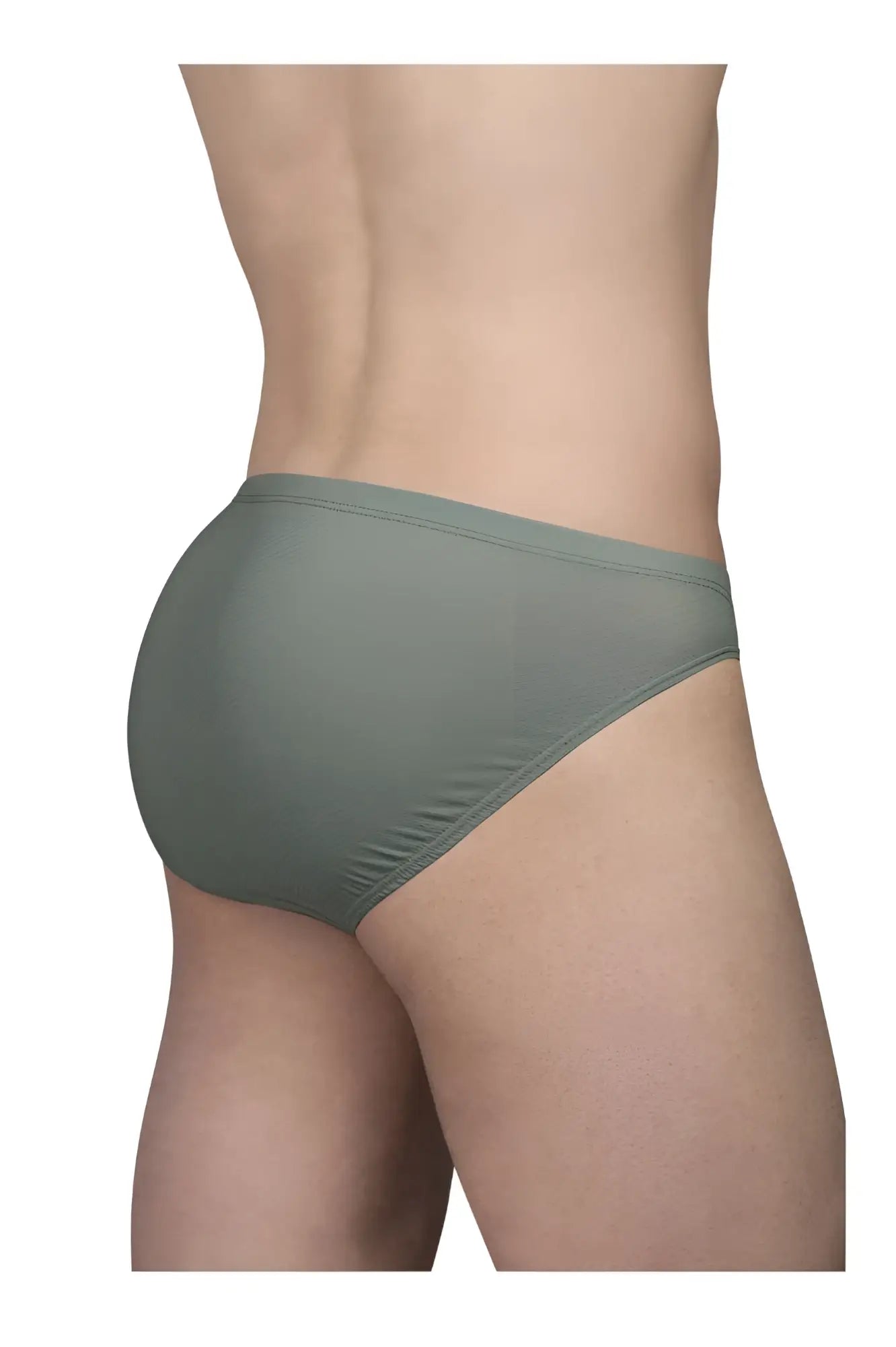 Olive green ergoWear ew1802 x4d se bikini briefs with smooth stretchy fabric and snug fit front view