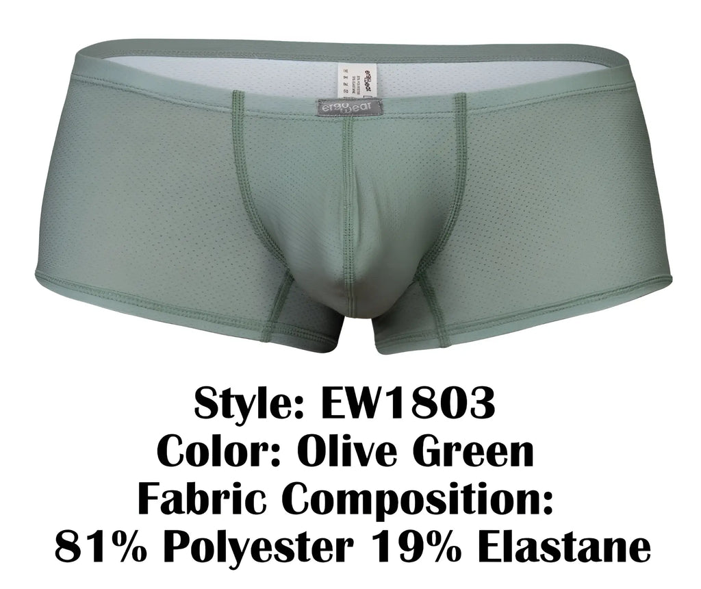 Olive green men’s briefs ergoWear EW1803 X4D SE trunks made from breathable 81% polyester 19% elastane mesh