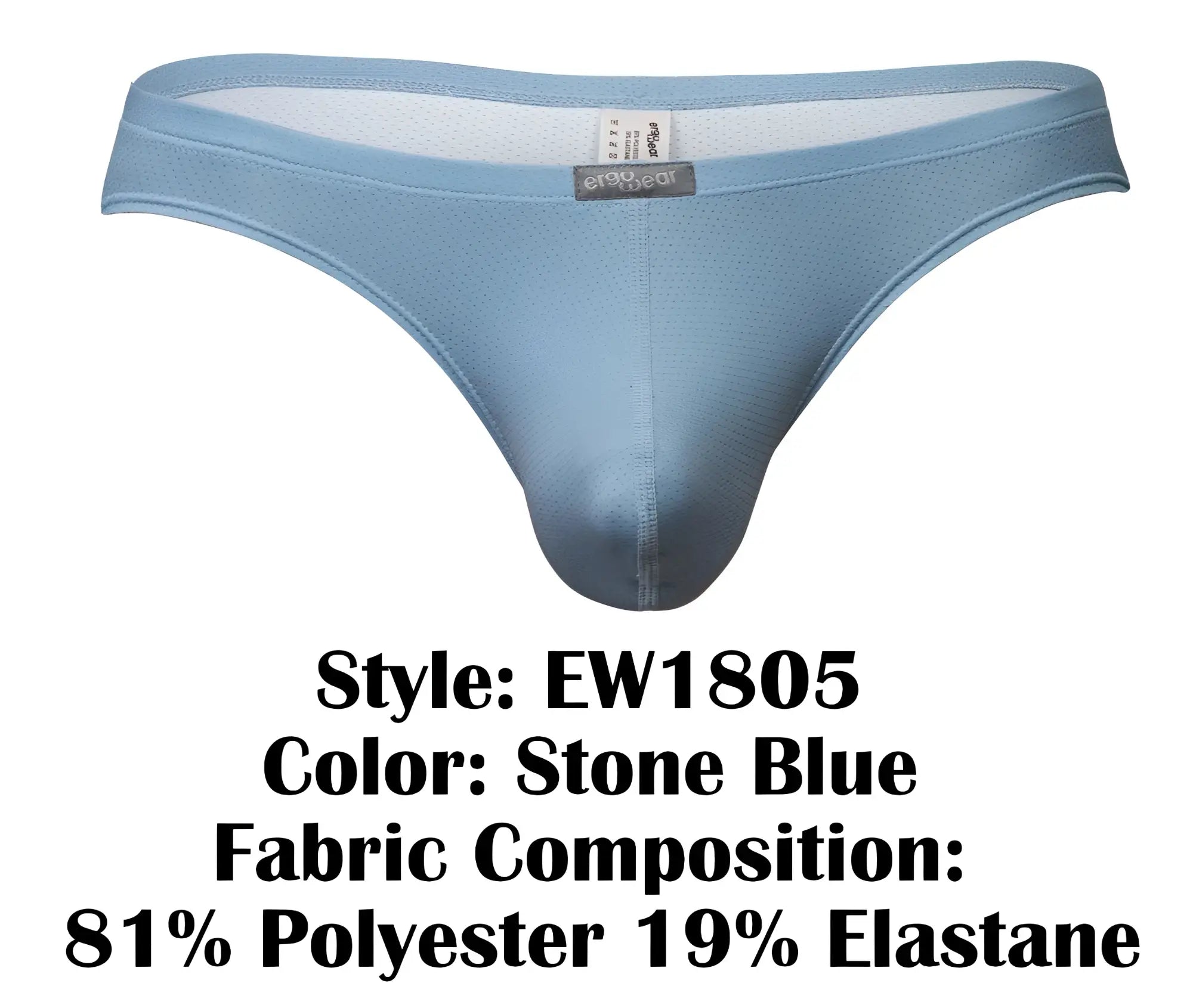 Stone blue ergoWear ew1805 x4d se men’s briefs made from 81% polyester 19% elastane fabric shown from the back