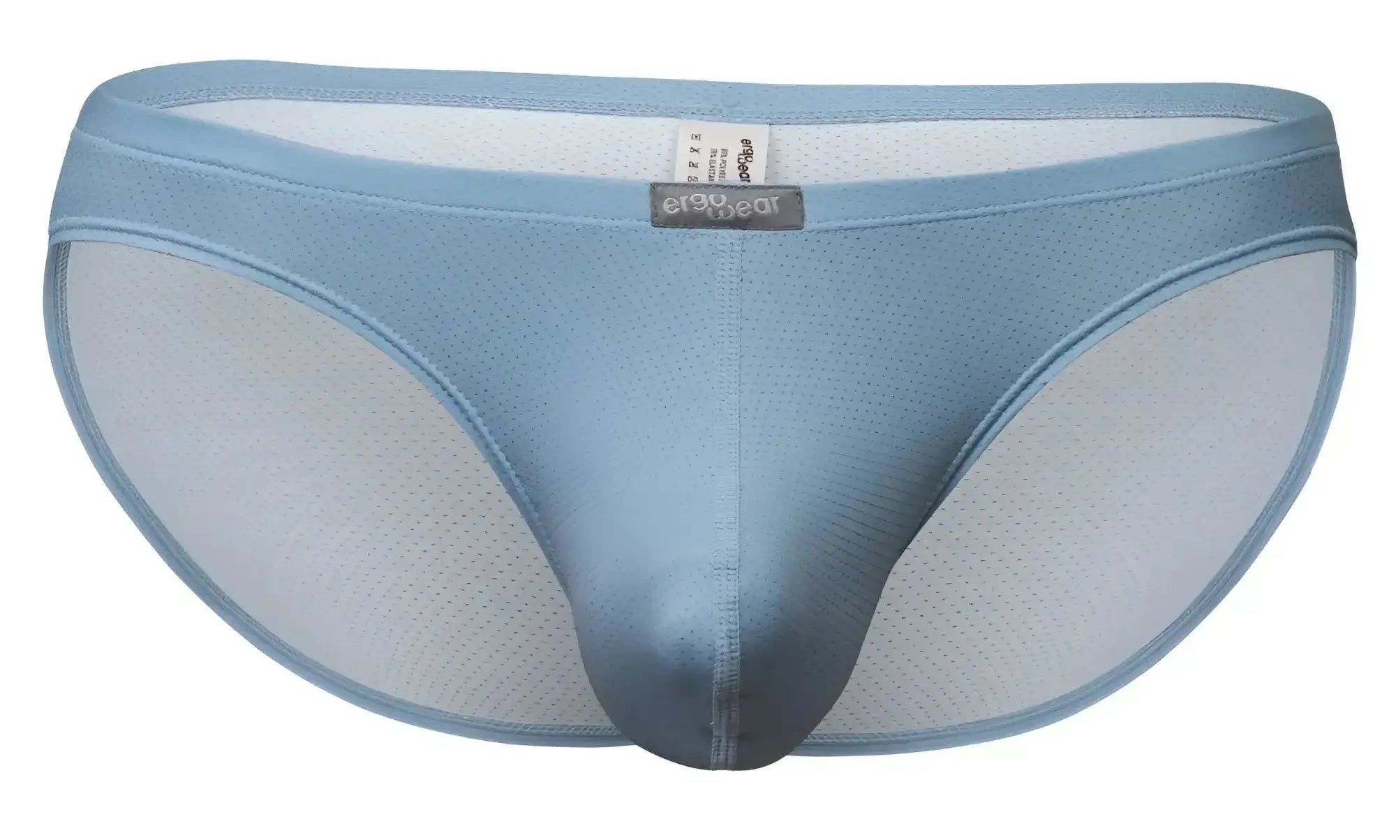 Light blue mesh briefs with satin front panel and ergowear label in ErgoWear EW1806 X4D SE bikini color stone blue