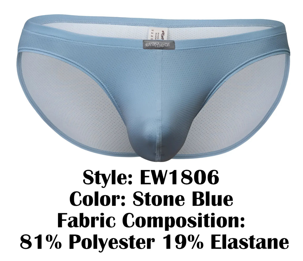 Stone blue ergo wear ew1806 x4d se men’s briefs with mesh panel elastic waistband made of polyester and elastane