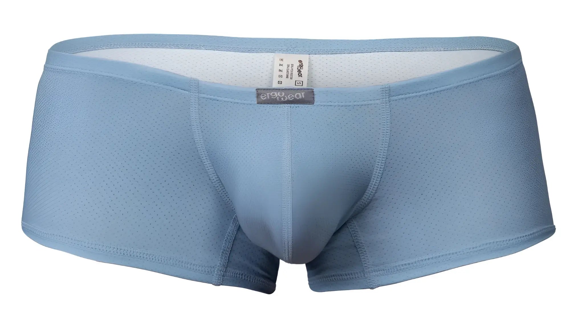 Light blue ErgoWear EW1807 X4D SE men’s briefs with breathable mesh texture and branded waistband tag