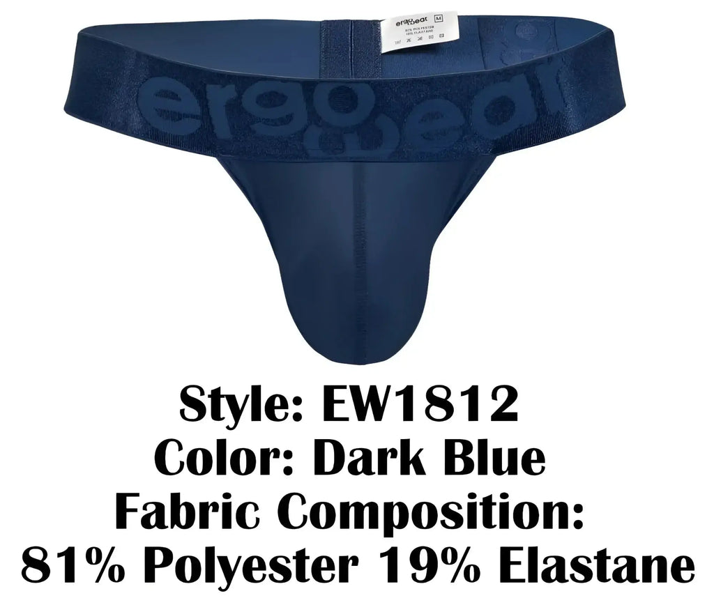 Dark blue ergoWear ew1812 max bold se g-string thong with ergonomic stretch seamless design and subtle waistband logo