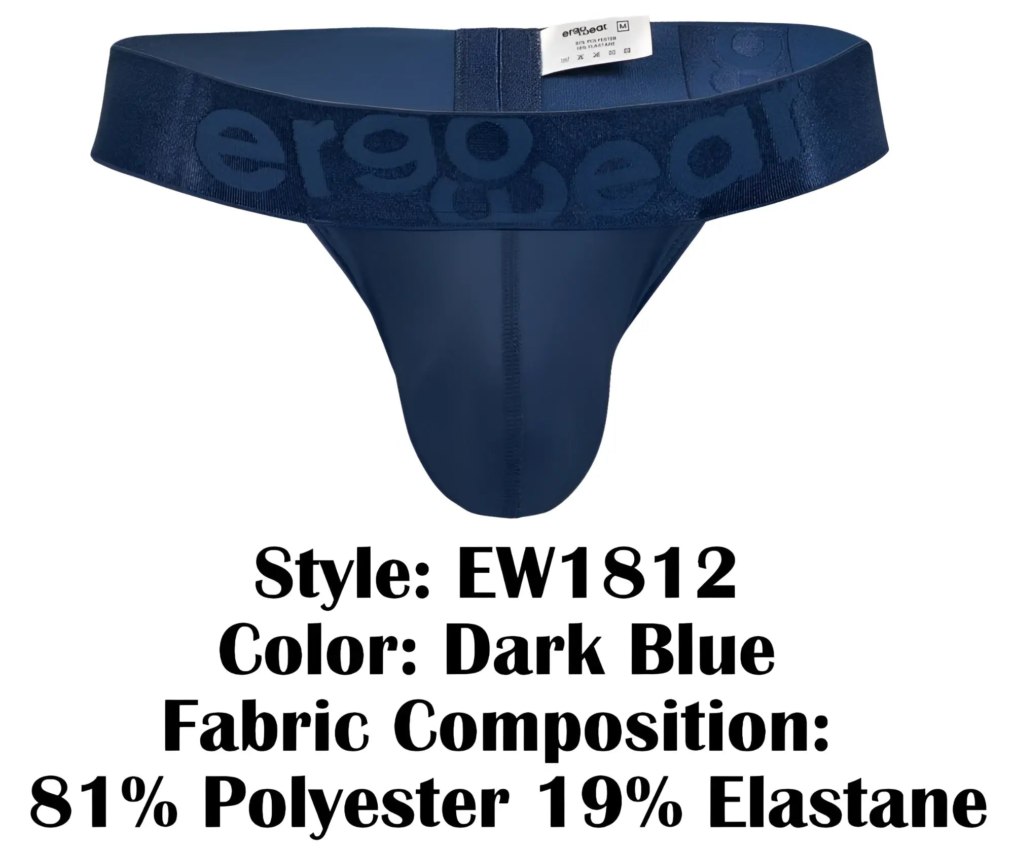 Dark blue ergoWear ew1812 max bold se g-string thong with ergonomic stretch seamless design and subtle waistband logo