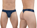 Navy blue sheer mesh thong with a wide debossed eregg elastic waistband in the ErgoWear EW1812 MAX BOLD SE G-String collection