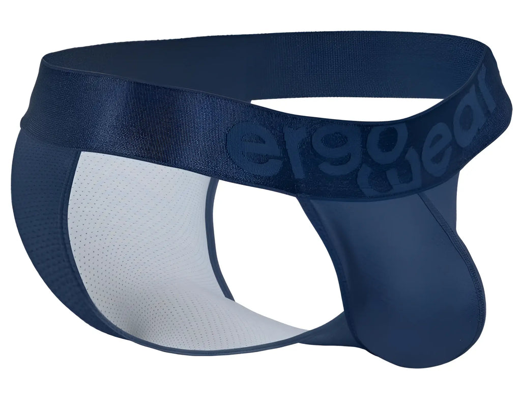 Navy blue ergonomic bikini brief with white mesh lining and ergo gear logo on waistband from ErgoWear EW1813 MAX BOLD SE