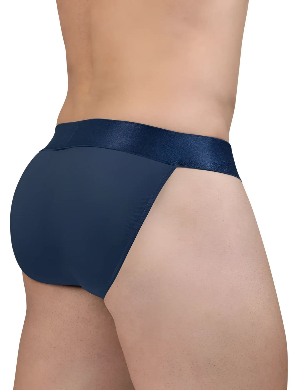 Navy blue satin waistband briefs from ergowear ew1813 max bold se bikini in dark blue shown from the front