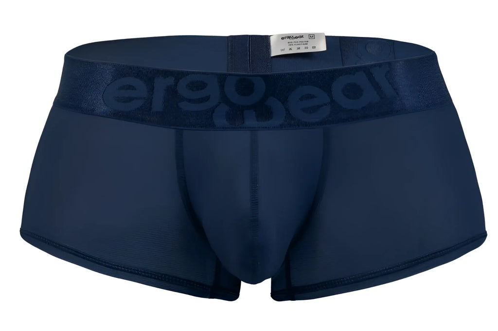 Navy blue ergonomic briefs ergo wear ew1814 max bold se trunks with embossed logo on matching elastic waistband