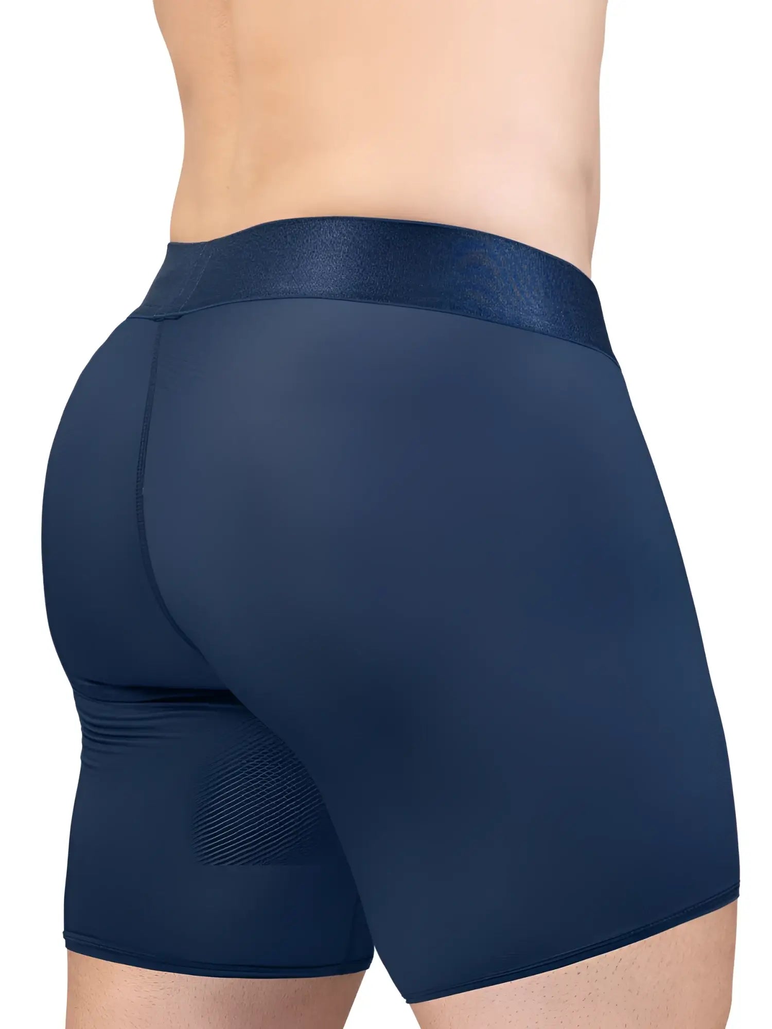 Navy blue ergo wear ew1815 max bold se boxer briefs with textured waistband in seamless fabric for daily comfort