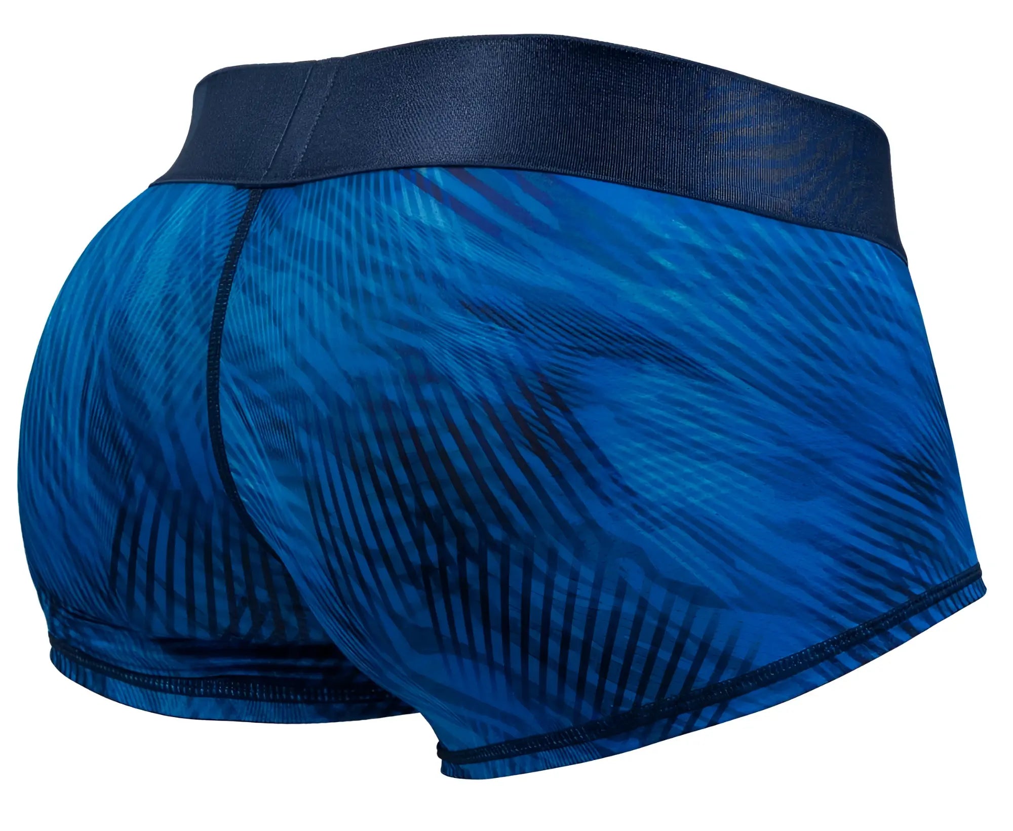 ErgoWear ew1818 max bold se men’s blue patterned boxer briefs with dark blue elastic waistband